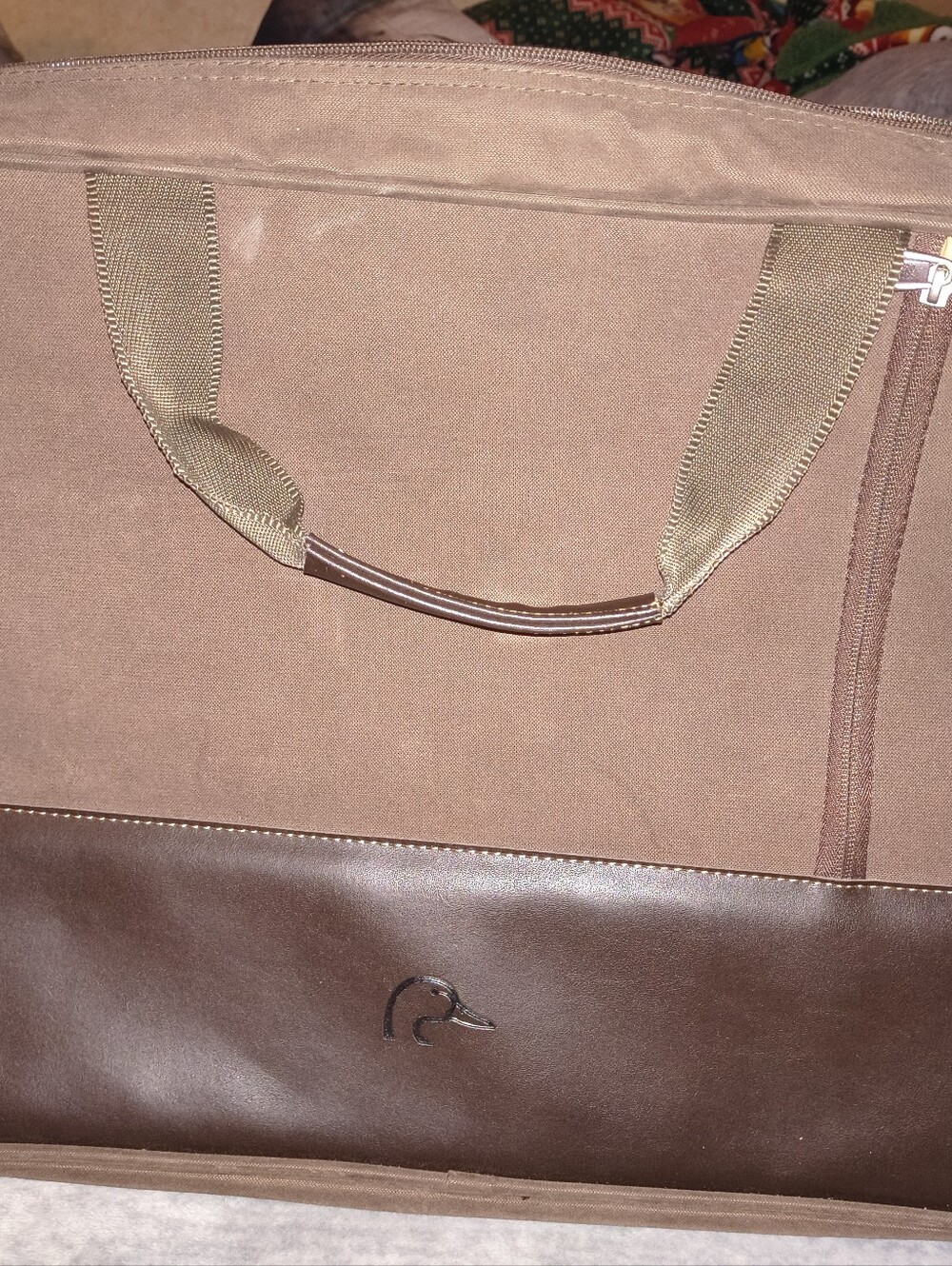 Men's Brown Travel Garment Bag with Duck Logo